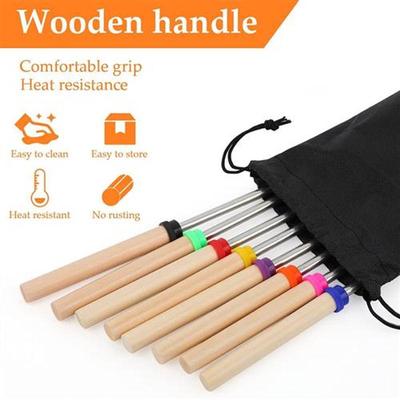 Retractable Barbecue Fork Kabob Skewer BBQ Stick Hot Dog