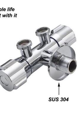 Silvery Copper Double Switch Outlet Angle Valve Toilet Bidet