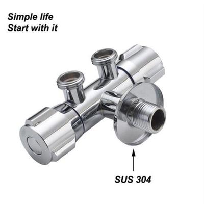 Silvery Copper Double Switch Outlet Angle Valve Toilet Bidet