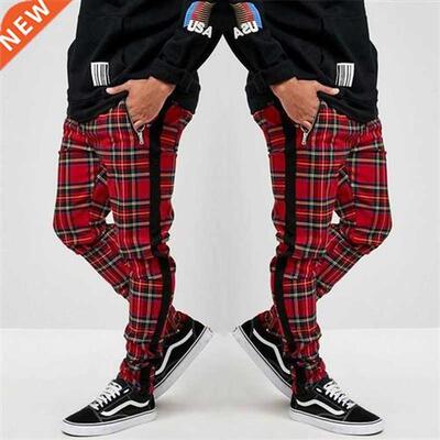 Scottish Style Plaid Sweatpants Men Set Fashion Trousers Cas