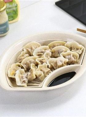 Double Layer Dumplings Drain Tray with Dipping Saucer Snack