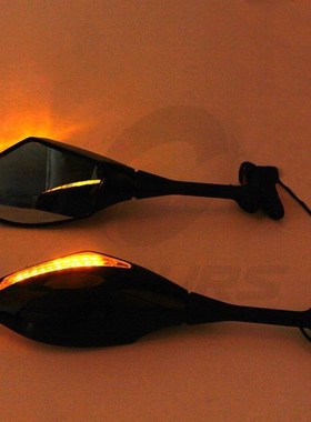 OMRS Motorcycle Rear View Mirror LED Light Turn Signal Integ