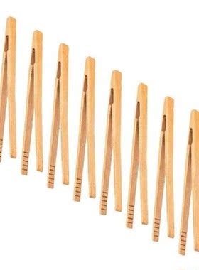 10 Pieces Bamboo Toast Tongs, Bamboo Tongs 7 Inches Toaster