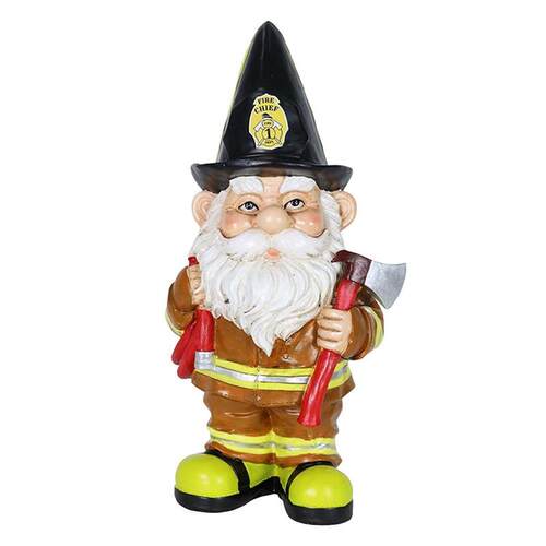 10cm Fireman Gnome Statue Fireman Dwarf Statue Resin