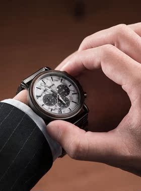 BOBO BIRD Marble Wooden Watch Men Stopwatch Wristwatch Male