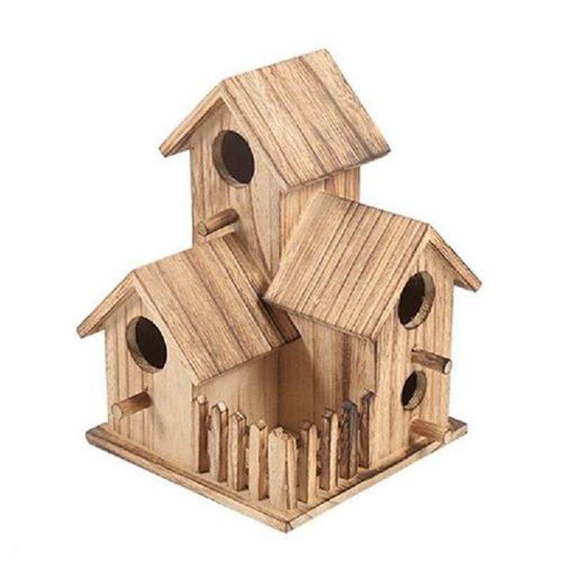 Creative Wooden Bird House Breeding Cage Box Feeding Nest - 实物图