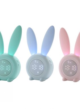 Cute Rabbit Table Clock Digital for Children Sleep Alarm Hou