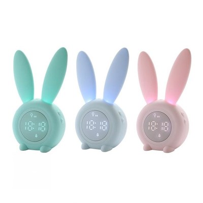 Cute Rabbit Table Clock Digital for Children Sleep Alarm Hou