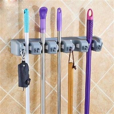 Auto-adjust Broom Mop Holder Rack Effortless Removal And