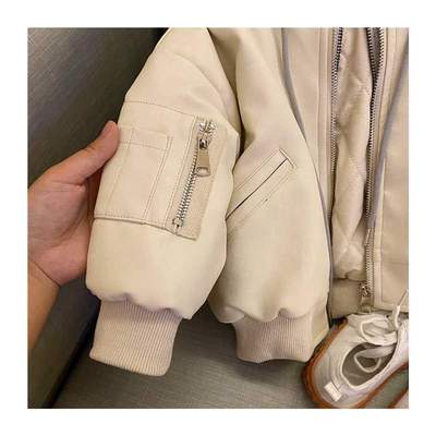 Fashion Baby Girl Boy PU Leather Jacket Hooded Winter Infant