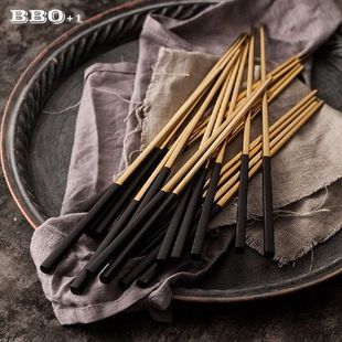 Stainless Steel Chop stick Black Gold Korean Chopsticks
