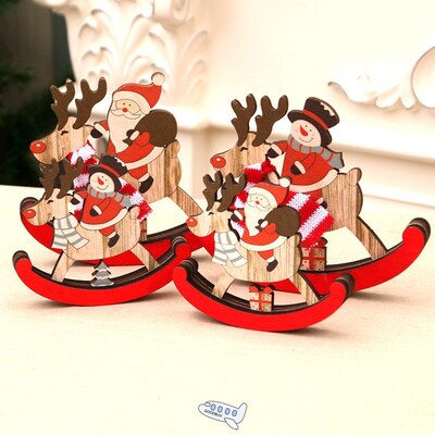 Christmas Wooden Rocking Horse/Santa Claus Gift Decoration/H