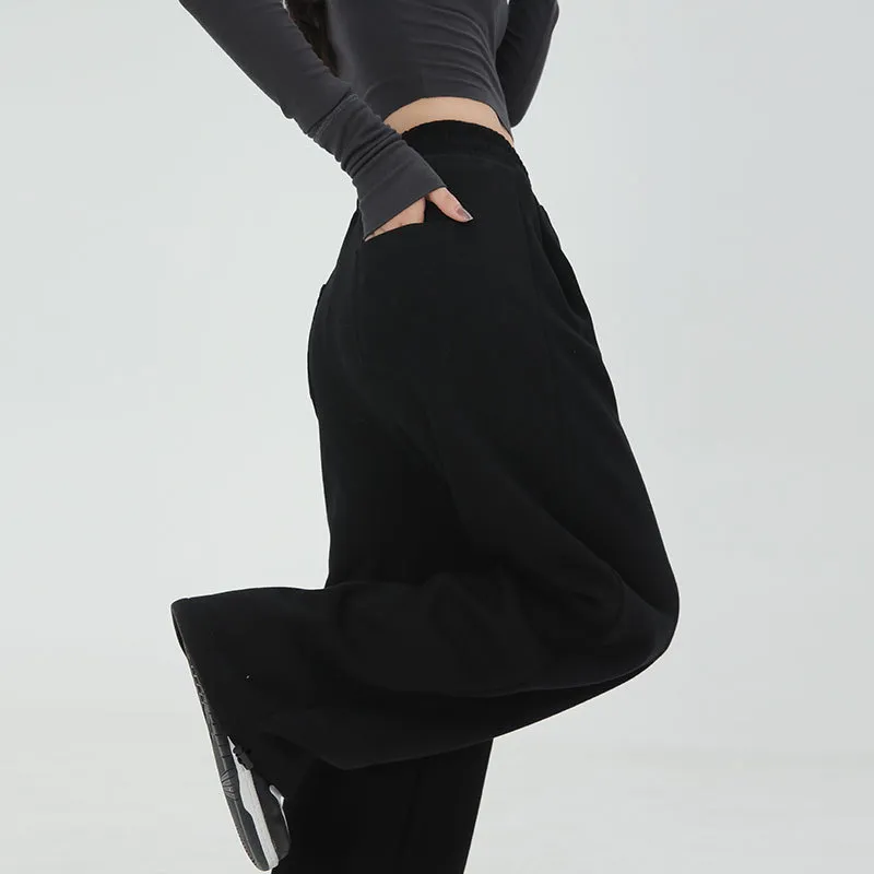 美式黑色运动裤女2026新款春秋抽绳束脚卫裤小个子秋季穿搭阔腿裤