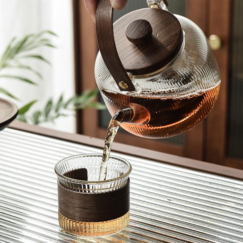 家用耐高温玻璃茶壶花茶壶提梁壶带托盘煮茶水壶泡茶壶煮茶器套装