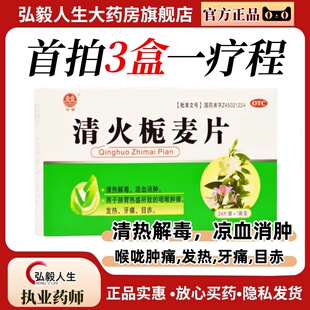 24片清热解毒凉血消肿咽喉肿痛热牙痛 清火栀麦片 3盒 双泉