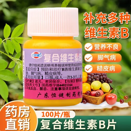 【恒健】复合维生素B片100片*1瓶/盒厌食营养不良脚气病