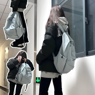 书包初中女生混的人高颜值黑色蓝色系高级感追星双肩痛包护脊减负