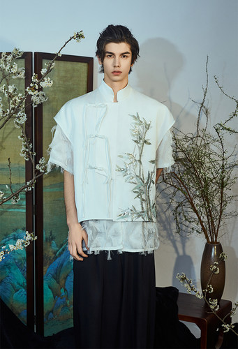 立领短袖新中式衬衫上衣