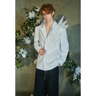 介尺JIECHI「观凤一羽」新中式 小众设计感国风宽松休闲西服外套