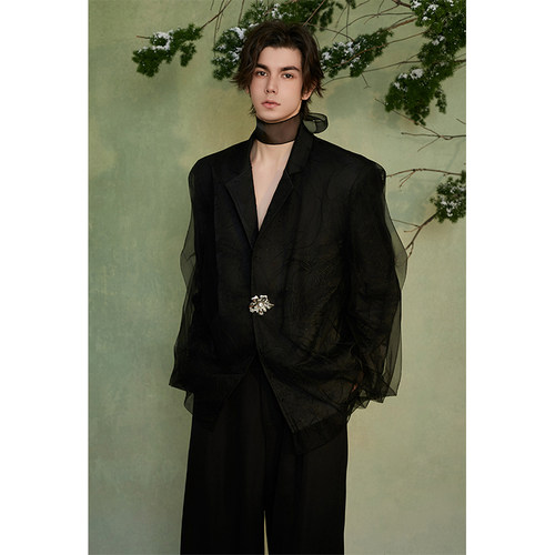 介尺JIECHI「暗游青丝」新中式廓形国风外套高级感宽松西服上衣