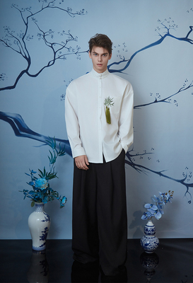 介尺JIECHI长袖新中式翠竹刺绣