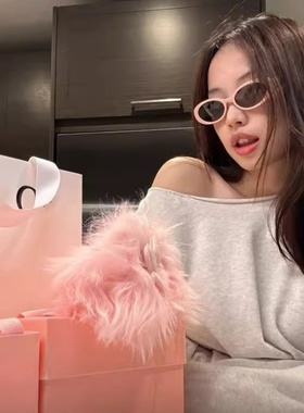 2025新款jennie粉色椭圆猫眼墨镜