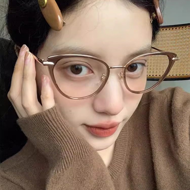 欧美复古猫眼近视眼镜女士可配有度数镜片可配度数小框眼睛镜架