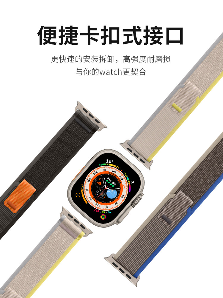 COMPATIBLE IWATCH TRAIL LOOP STRAP APPLEWATCH ULTRA2 APPLE S9 WATCH S8 7 6 5 4 SE GEN 2 OUTDOOR SPORTS STRAP 41 45 49MM MENS AND WOMENS ALPINE NYLON