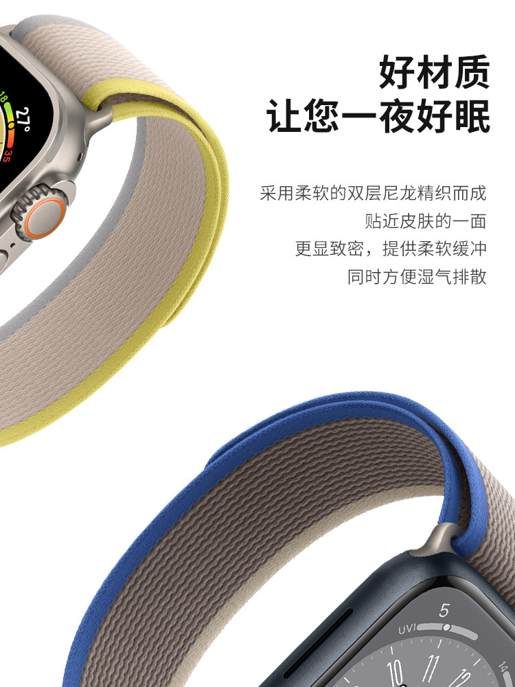 COMPATIBLE IWATCH TRAIL LOOP STRAP APPLEWATCH ULTRA2 APPLE S9 WATCH S8 7 6 5 4 SE GEN 2 OUTDOOR SPORTS STRAP 41 45 49MM MENS AND WOMENS ALPINE NYLON