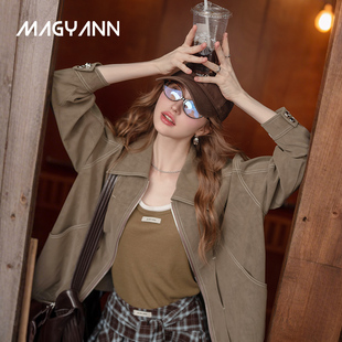 Magyann设计师原创2025秋复古撞色线定位夹克外套女 琥珀流光