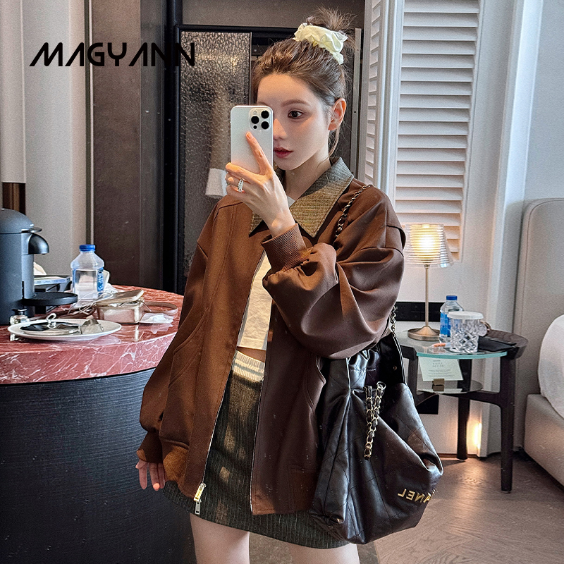 Magyann美式设计感翻领夹棉外套