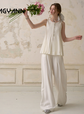 【声声慢】Magyann设计师原创2025夏简约休闲宽松后贴袋阔腿裤女