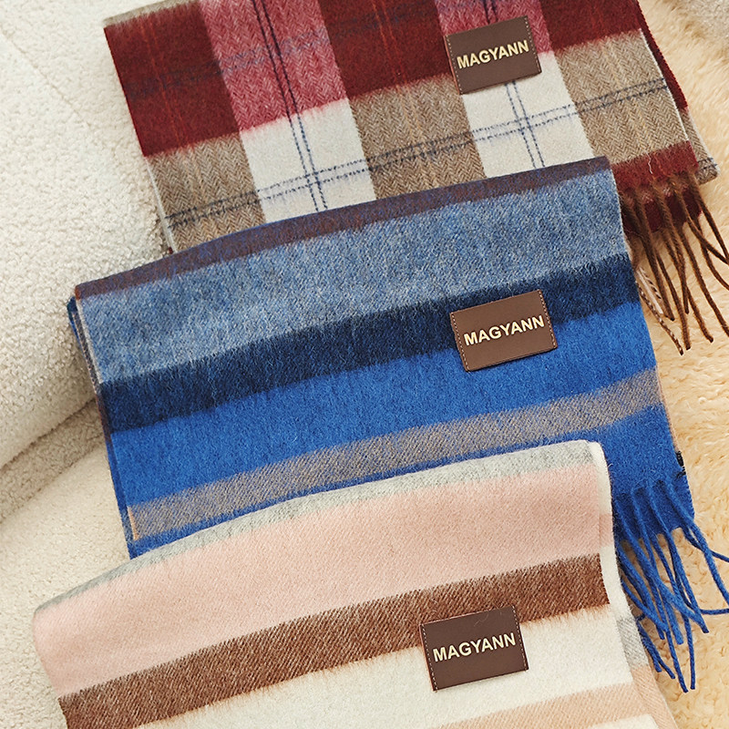 Magyann设计师2025冬时髦保暖软糯撞色流苏格纹彩条针织围巾围脖,服饰配件/皮带/帽子/围巾,围巾/丝巾/披肩,淘宝优惠券,粉丝福利购,淘宝优惠卷