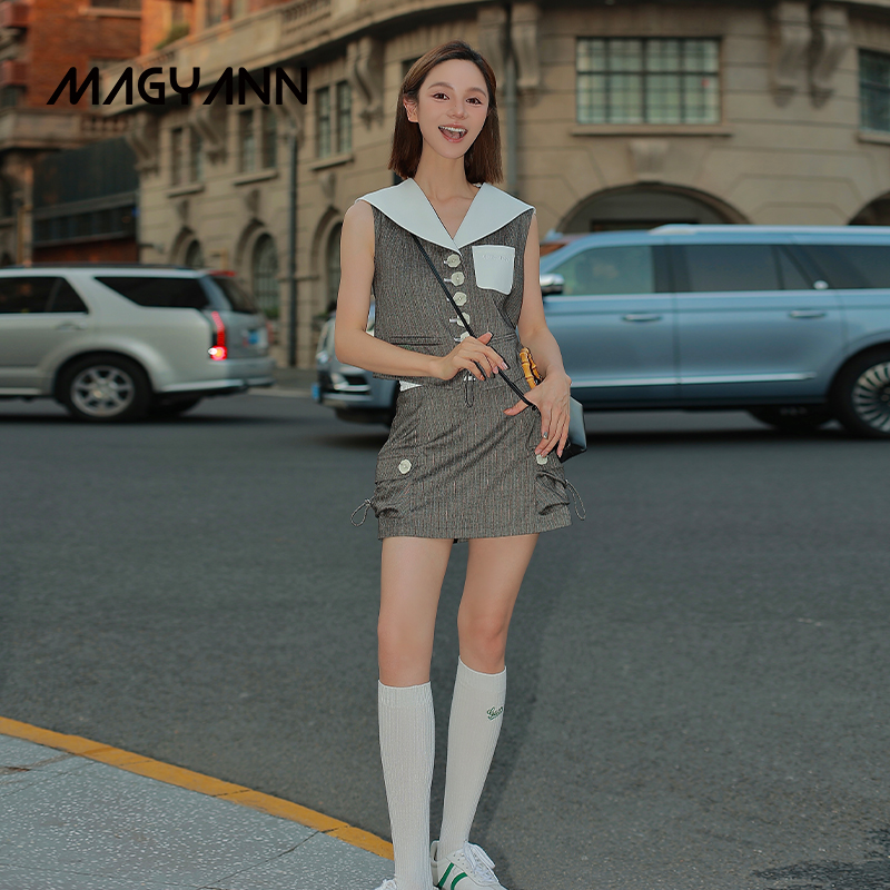 【英伦往事】Magyann设计师原创抽绳腰头侧边抽绳口袋半裙短裙女