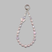 超好看串珠手机挂绳紫色珍珠手机链蝴蝶挂饰手腕水晶珠子手机挂链