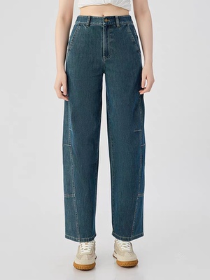 AMASS阿玛施.2025秋冬新款百搭丹宁风解构式直筒牛仔长裤510032