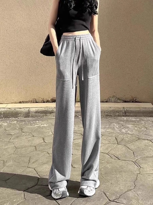 阿玛施专柜女装2025秋新款高腰休闲百搭松紧腰直筒裤长裤5100386