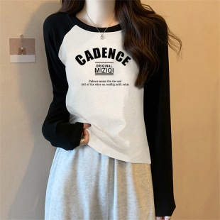 打底衫 长袖 大码 新款 胖妹妹显瘦遮肚子休闲宽松上衣8潮 T恤女春秋装