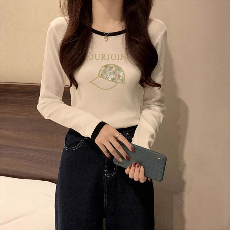 纯棉打底衫女早春2025新款白色内搭宽松显瘦学生长袖t恤外穿上衣