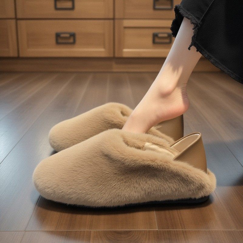 Wolf Tadio【兔毛绒】毛毛鞋女外穿秋冬懒人复古加绒保暖孕妇棉鞋,女鞋,毛毛鞋,淘宝优惠券,粉丝福利购,淘宝优惠卷