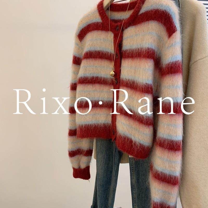 法国Rixo Rane 小众高颜?条纹水貂绒毛衣外套女慵懒软糯针织开衫,女装/女士精品,大码内搭,淘宝优惠券,粉丝福利购,淘宝优惠卷
