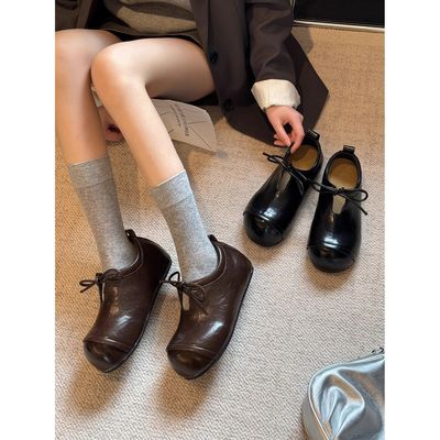 法国Uamtor乐福鞋女2025新款秋冬季英伦厚底黑色高级感大头小皮鞋