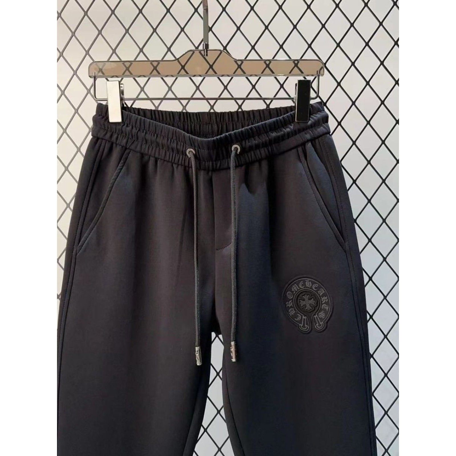 IT ins潮牌休闲裤男士秋冬立体十字架刺绣运动抽绳松紧腰束脚卫裤,男装,休闲裤,淘宝优惠券,粉丝福利购,淘宝优惠卷