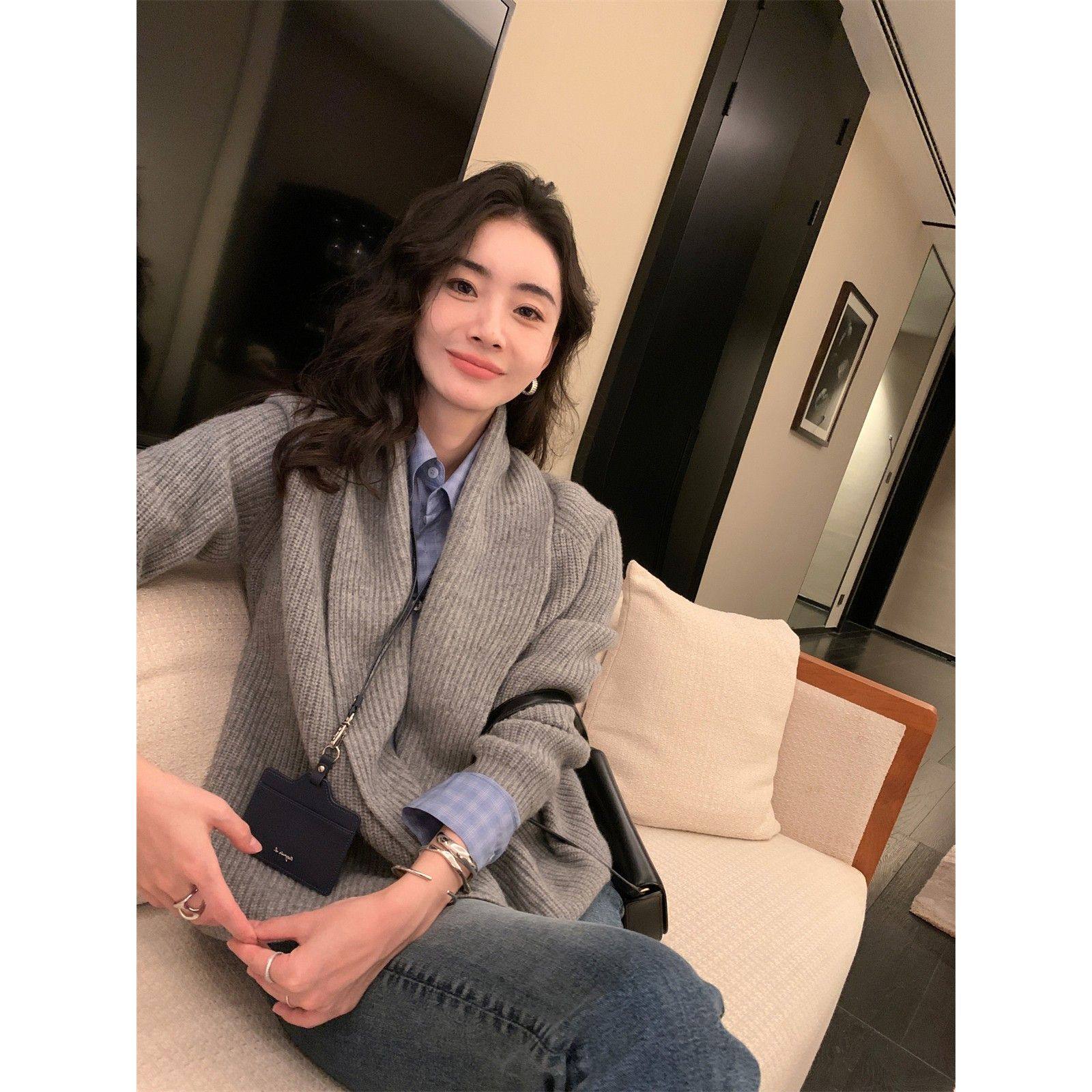 DORACTR 轻奢定制！羊毛元宝针开衫外套女士秋季针织上衣宽松毛衣,女装/女士精品,真丝上装,淘宝优惠券,粉丝福利购,淘宝优惠卷