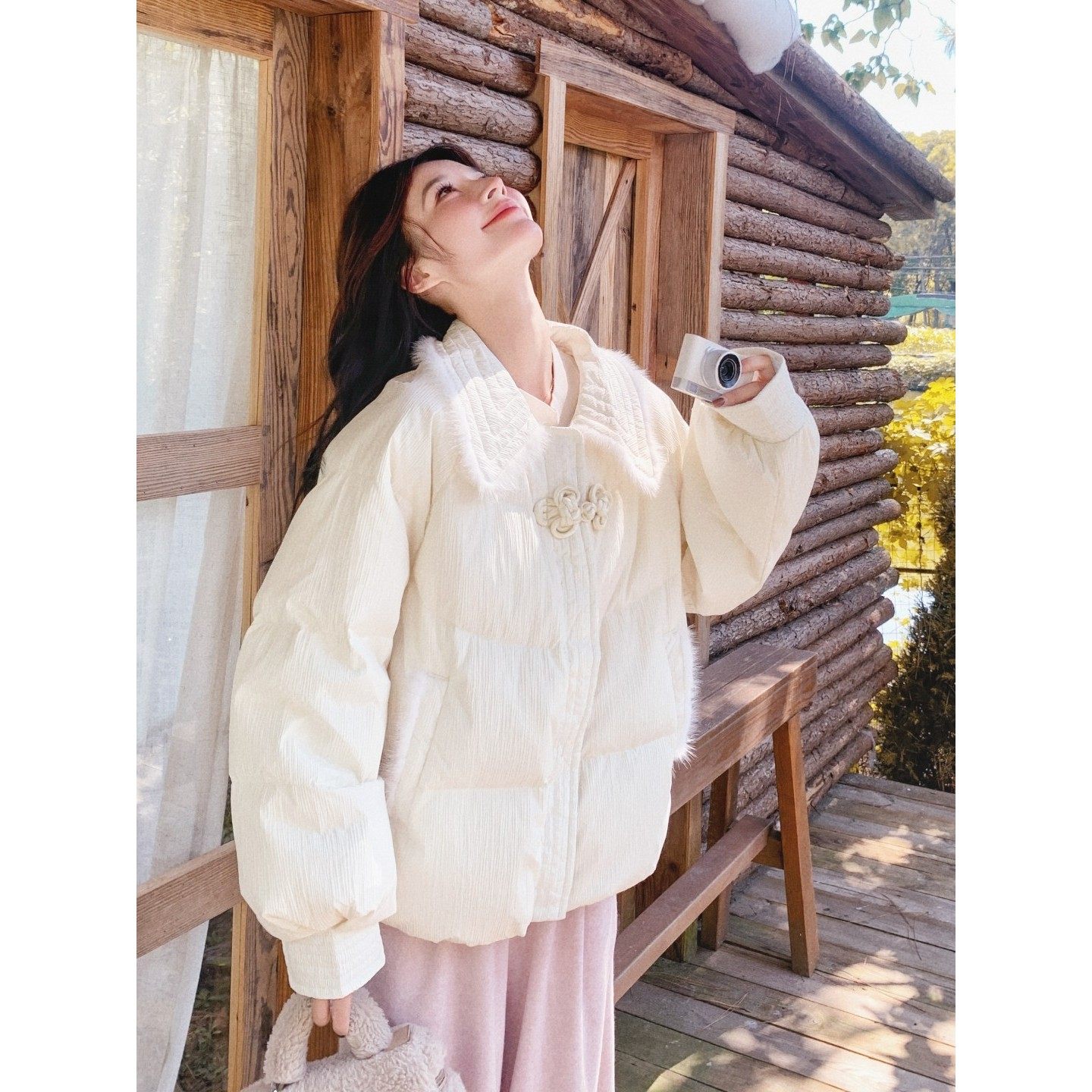 白色新中式羽绒服女冬季新款小个子短款加厚韩系盘扣90白鸭绒外套