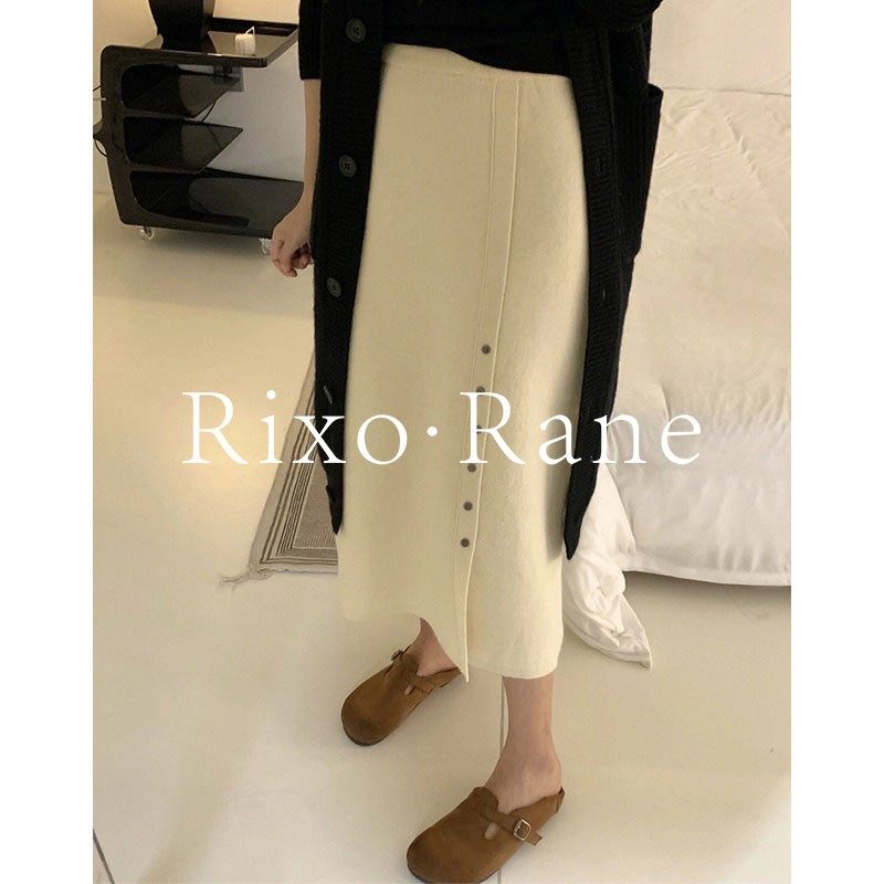 法国Rixo Rane 优雅高阶?法式羊绒针织裙女秋冬温柔米白色半身裙