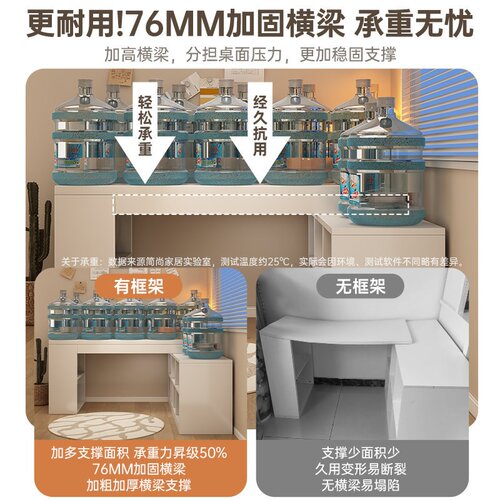 L型书桌书架一体桌女生梳妆台卧室家用学生写字桌电脑桌转角书桌