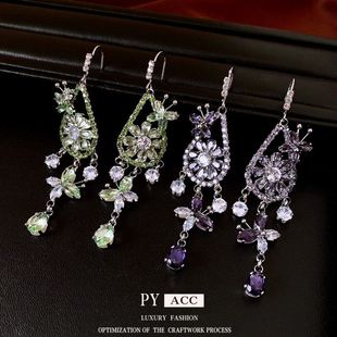 氣質(zhì)水滴耳環(huán)輕奢高級(jí)感耳鉤耳飾復(fù)古精致鏤空花朵蝴蝶女鋯石時(shí)尚