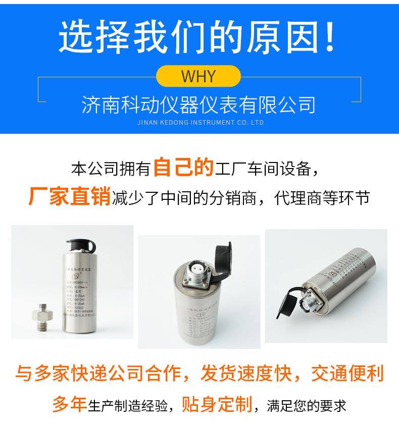 一体化振动变送器 4-20mA电机 风机水泵测振动速度烈度振动传感器