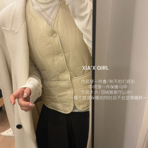 XIA夏夏-穿内搭打底保暖马夹坎肩加绒加厚羽绒棉背心马甲FC4628-D